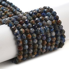 Natural Dumortierite Beads Strands, Faceted, Round