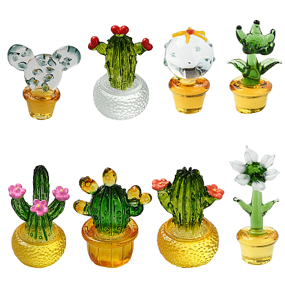 8 шт. 8 стили кактусов стеклянные фигурки, для украшения домашнего офиса