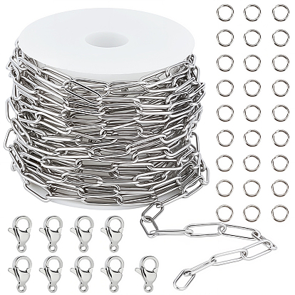 Наборы для изготовления ожерелий/браслетов своими руками, включая 304 цепочки для скрепок из нержавеющей стали, застежки-карабины и открытые кольца для прыжков.