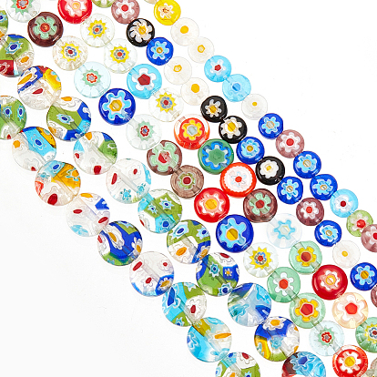 3 нити 3 стили ручная работа миллефиори стеклянные бусины нити, плоско-круглые