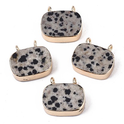 Natural Gemstone Pendants, with Edge Golden Plated and Iron Loops, Oval