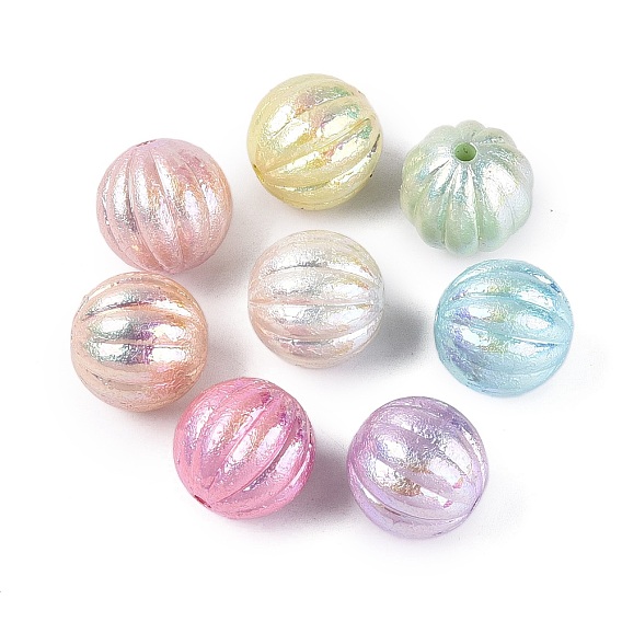 Непрозрачные акриловые бусины с УФ-покрытием, радужный, тыква, 