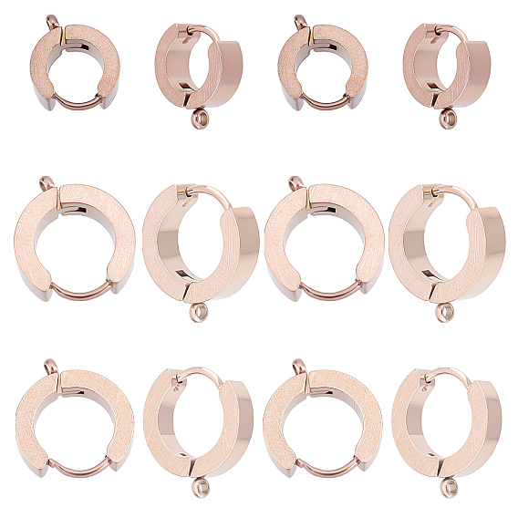 12 шт. 3 стиль ионное покрытие (ip) 304 фурнитура для сережек-колец Huggie Hoop из нержавеющей стали, с петлей, кольцо