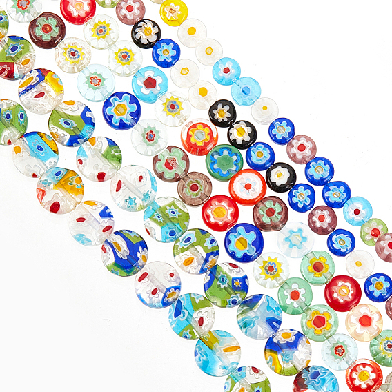 3 нити 3 стили ручная работа миллефиори стеклянные бусины нити, плоско-круглые