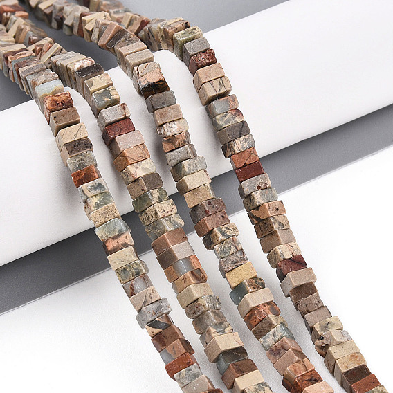 Натуральные бусины из аква терра яшмы, квадратный