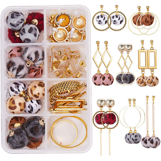 DIY Earring Making, with Handmade Cloth Fabric Covered Pendants, Brass Findings, Alloy Stud Earring Findings and 304 Stainless Steel Links & Pendants