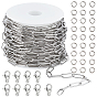 Наборы для изготовления ожерелий/браслетов своими руками, включая 304 цепочки для скрепок из нержавеющей стали, застежки-карабины и открытые кольца для прыжков.
