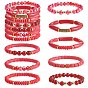 8шт 8 набор браслетов из натурального красного агата, стекла и полимерной глины Heishi Surfer Stretch, акриловые изогнутые массивные браслеты для женщин
