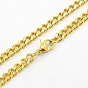 Men's 304 Stainless Steel Curb Chain Necklaces, with Lobster Claw Clasps, Faceted