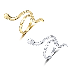 Brass Open Cuff Rings for Women, Snake