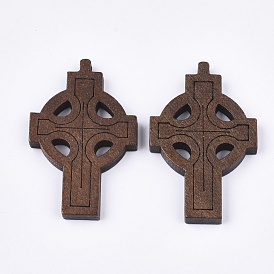 Wooden Pendants, Dyed, Cross