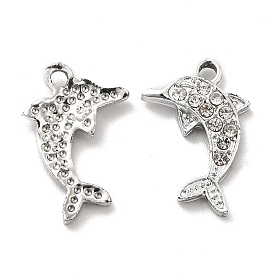UV Plating Alloy Pendants, with Crystal Rhinestone, Dolphin Charms