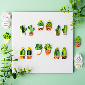 Cactus Shape Plastic Clay Pressed Molds Set, Clay Cutters, Clay Modeling Tools