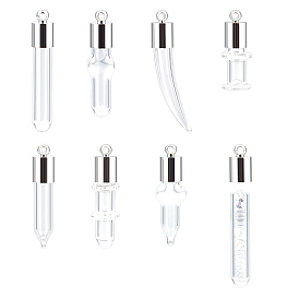 16 наборы 8 стильные подвески в виде прозрачных стеклянных бутылок, с пробкой из латуни платинового тона (съемная), разнообразные