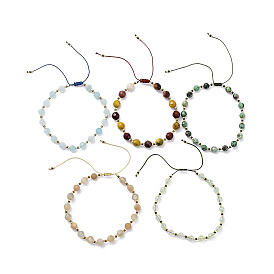 Adjustable Natural & Synthetic Mixed Stone & Miyuki Seed Braided Beaded Bracelet for Women