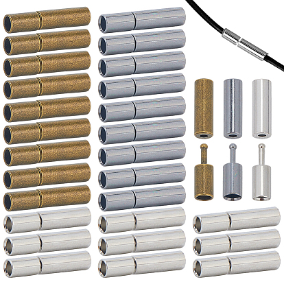 30 шт. 3 цвета латунные штыковые застежки, колонка, фурнитура для кожаного шнура