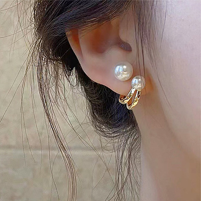 Minimalist Vintage Heart Stud Earrings with Diamonds and Pearls