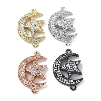 Покрытие стойки латунь микро-паве прозрачный кубический цирконий луна с подвесками в форме звезды, долговечный, без кадмия и без свинца