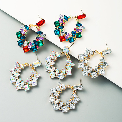 Sparkling Geometric Alloy Earrings with Water Diamonds - Fashionable and Chic Jewelry for Women