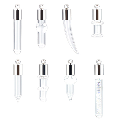 16 наборы 8 стильные подвески в виде прозрачных стеклянных бутылок, с пробкой из латуни платинового тона (съемная), разнообразные