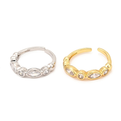 Кольцо-манжета с кубическим цирконием из латуни с микропаве, открытые кольца, долговечный, лошадь глаза и плоские круглые