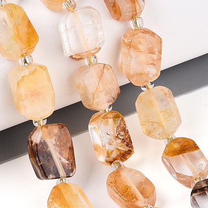 Натуральный желтый гематоидный кварц/золотые целебные кварцевые бусины нити, с бисером, прямоугольные