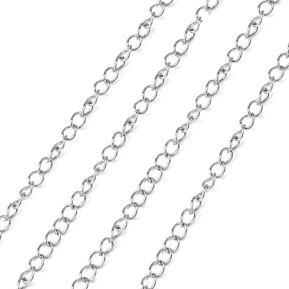 304 Stainless Steel Curb Chains, Twisted Chains, with Spool, Soldered