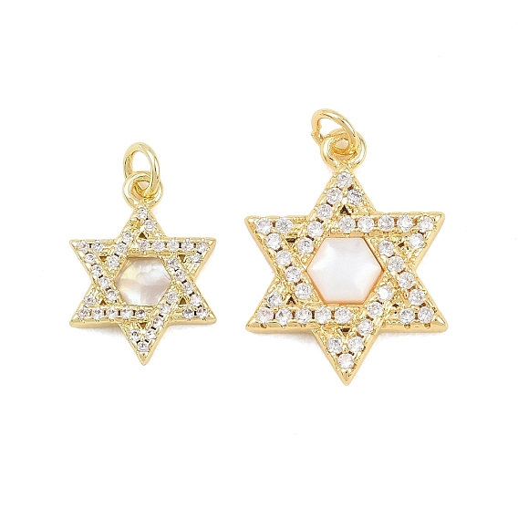Латунные микропаве прозрачные подвески с фианитом, звезда прелести Дэвида, долговечный, стойки покрытие, без свинца и без кадмия