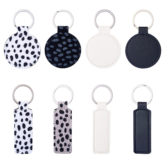 16 шт. 8 стили брелок из искусственной кожи, с железным кольцом, разнообразные