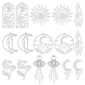 16 шт 8 стиль 201 подвески из нержавеющей стали, солнце и луна и змея