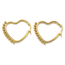 Vacuum Plating Heart 304 Stainless Steel Hoop Earrings for Women, Long-Lasting Plated