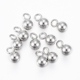 304 Stainless Steel Charm, Round