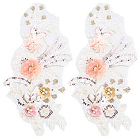 Аппликации из полиэфирного кружева с вышивкой, цветок, швейные принадлежности, с блесток