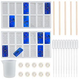 Силиконовые формы для домино своими руками, с наборами форм для литья из смолы, силиконовый мерный стакан 100 мл, одноразовые пластиковые пипетки для переноса и латексные кроватки, березы деревянные ремесленные мороженого палочки