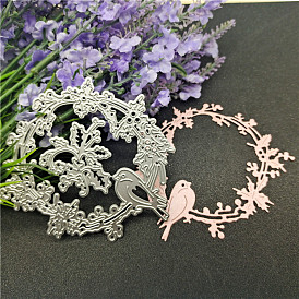 Christmas Wreath with Bird Carbon Steel Cutting Dies Stencils, for DIY Scrapbooking/Photo Album, Decorative Embossing DIY Paper Card