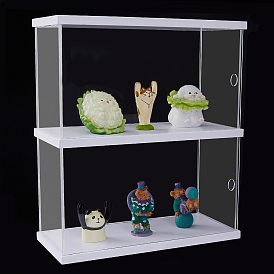 2-Tier Transparent Acrylic Minifigures Display Case, for Models, Building Blocks, Doll Display Holder
