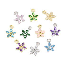 Rack Plating Alloy Enamel Charms, Lead Free & Cadmium Free & Nickel Free, Flower Charm