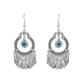 Женские богемные этнические ретро-серьги с цветочными кисточками и шикарным стилем