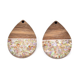 Подвески из эпоксидной смолы и орехового дерева, с сухих цветов, слеза