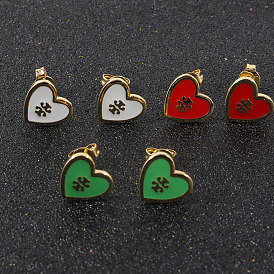 European and American minimalist earrings - gold-plated drop oil heart small earrings for girls.