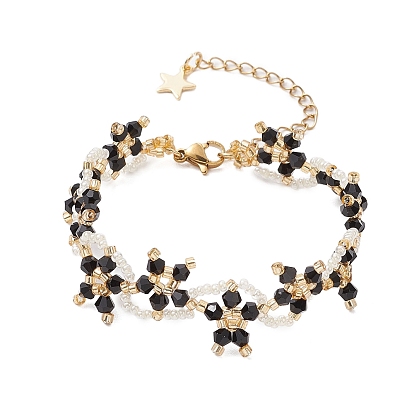 Стекло бисер браслеты, с 304 из нержавеющей стали Lobster Claw застежками