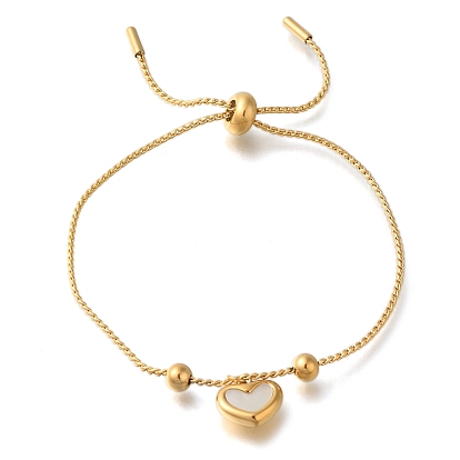 Ионное покрытие (ip) 304 браслеты-слайдеры из витой цепи из нержавеющей стали, браслеты с подвесками в форме сердца для женщин
