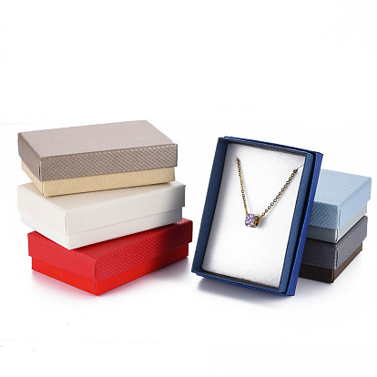 Cartón collar colgante joyas cajas de regalo, con esponja blanca adentro, Rectángulo