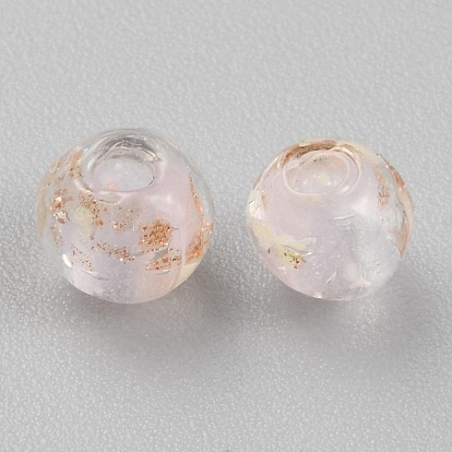 Светящиеся бусины лэмпворк из золота и песка ручной работы, светится в темноте, круглые