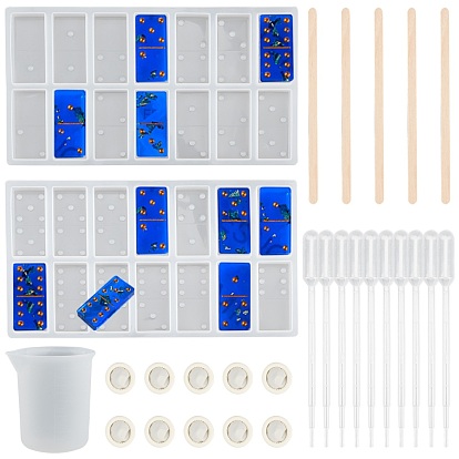 Силиконовые формы для домино своими руками, с наборами форм для литья из смолы, силиконовый мерный стакан 100 мл, одноразовые пластиковые пипетки для переноса и латексные кроватки, березы деревянные ремесленные мороженого палочки