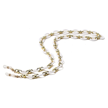 Eyeglasses Chains, Acrylic Oval Link Chains Neck Strap Mask Lanyard, with 201 Stainless Steel Lobster Claw Clasps and Rubber Loop Ends