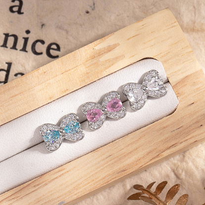 304 из нержавеющей стали кубического циркония серьги стержня, с латунным, бантом, платина