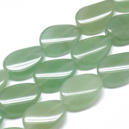 Brins vert aventurine de perles naturelles, torsion ovale  