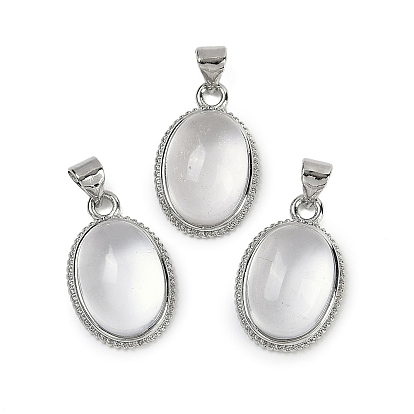 Природного кварца хрустальных подвесок, с латунной фурнитурой , стойки покрытие, овальные