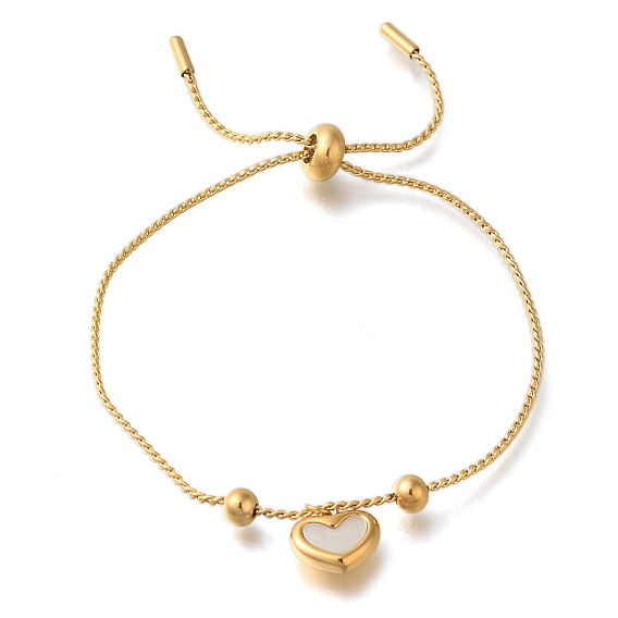 Ионное покрытие (ip) 304 браслеты-слайдеры из витой цепи из нержавеющей стали, браслеты с подвесками в форме сердца для женщин